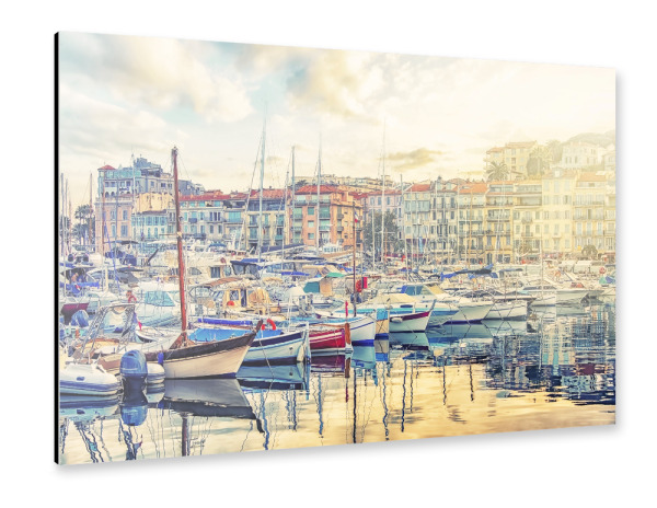 Alu-Dibond "Cannes city in the evening" 30x20 cm artboxONE