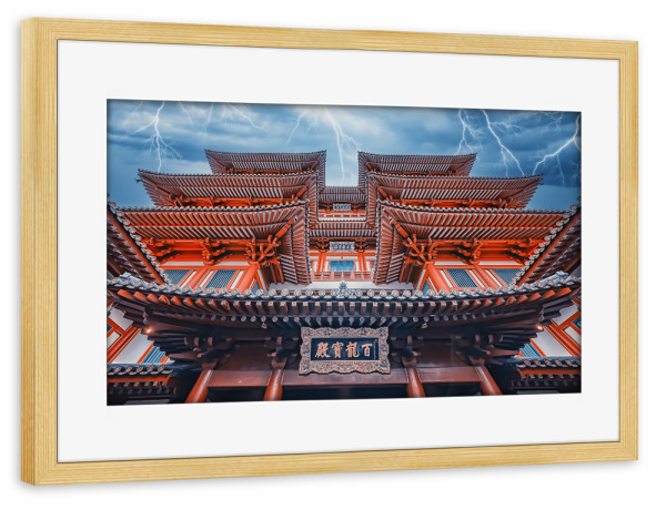 Poster mit Rahmen kiefer "The Storm" artboxONE - Reise,Architektur,Streetart,Reise / Asien,Städte / Singapur