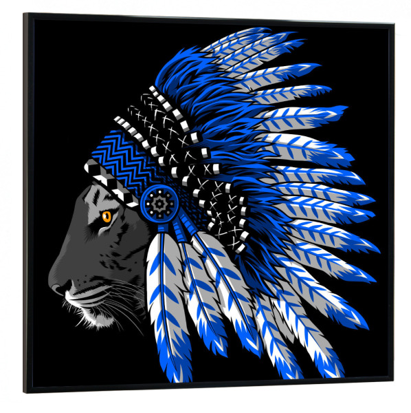 Poster mit schwarzem Rahmen 30x30 cm "Tiger Indian" artboxONE - Tiere,Comic - Tiger,Indian,Predator,Animal,Tier,Wild,Comic,Indianer,Portrait