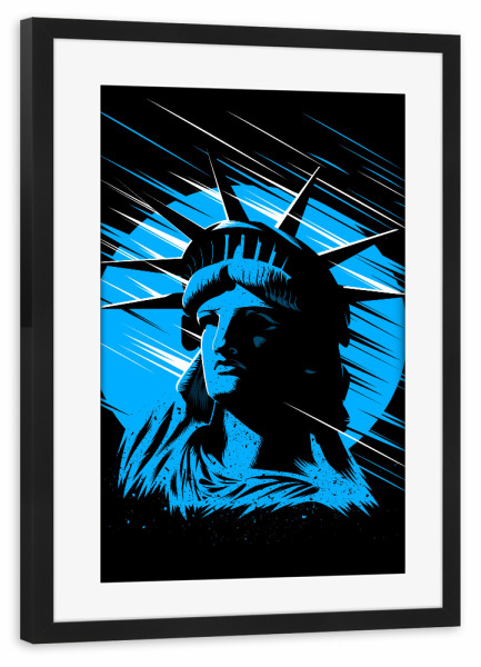 Poster mit Rahmen schwarz "Rising Statue of liberty" artboxONE - Städte / New York,Architektur