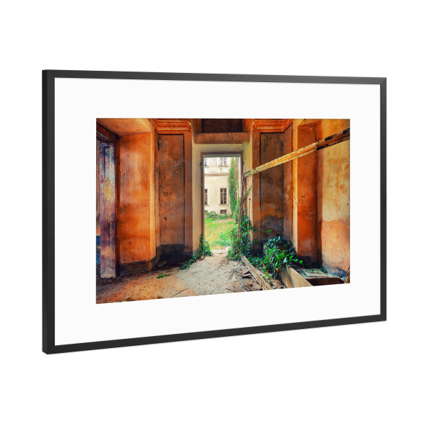 Poster mit Rahmen Schwarz (Metallic) "Golden Green" artboxONE - Architektur