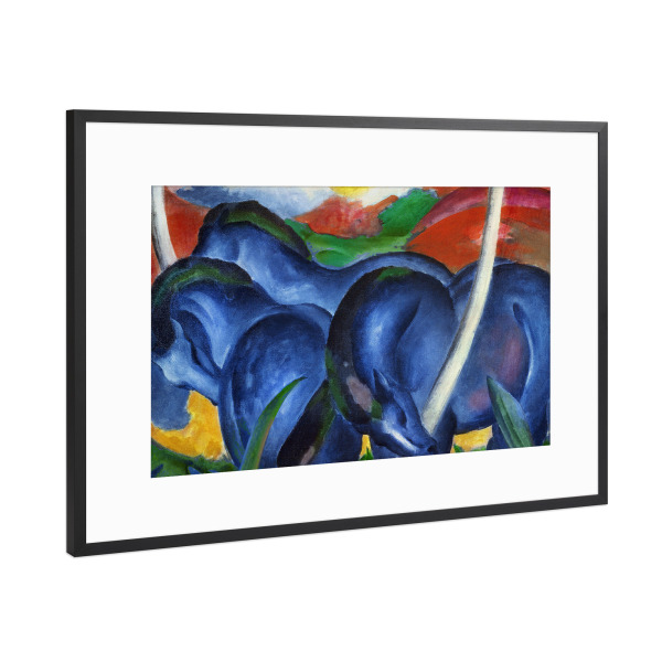 Poster mit Rahmen Schwarz (Metallic) "Die grossen blauen Pferde" artboxONE - Natur,Tiere,Abstrakt
