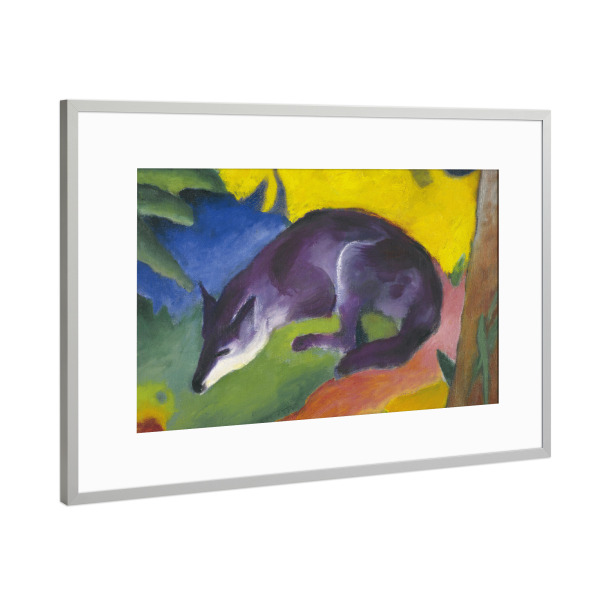 Poster mit Rahmen Silber "Blauschwarzer Fuchs" artboxONE - Natur,Tiere,Abstrakt