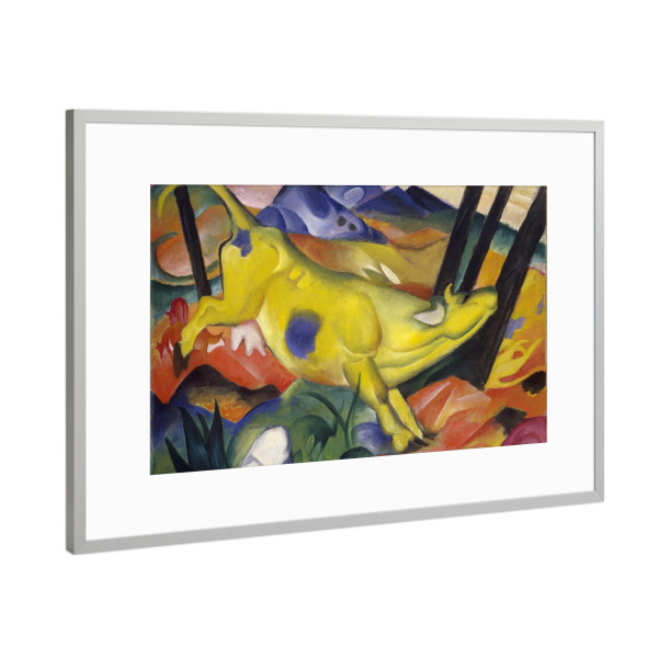 Poster mit Rahmen Silber "Die gelbe Kuh - Franz Marc" artboxONE - Natur,Tiere,Abstrakt