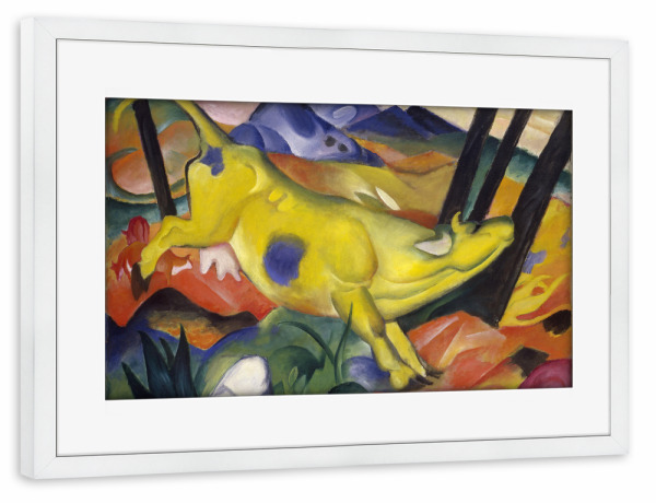 Poster mit Rahmen weiß "Die gelbe Kuh - Franz Marc" artboxONE - Natur,Tiere,Abstrakt