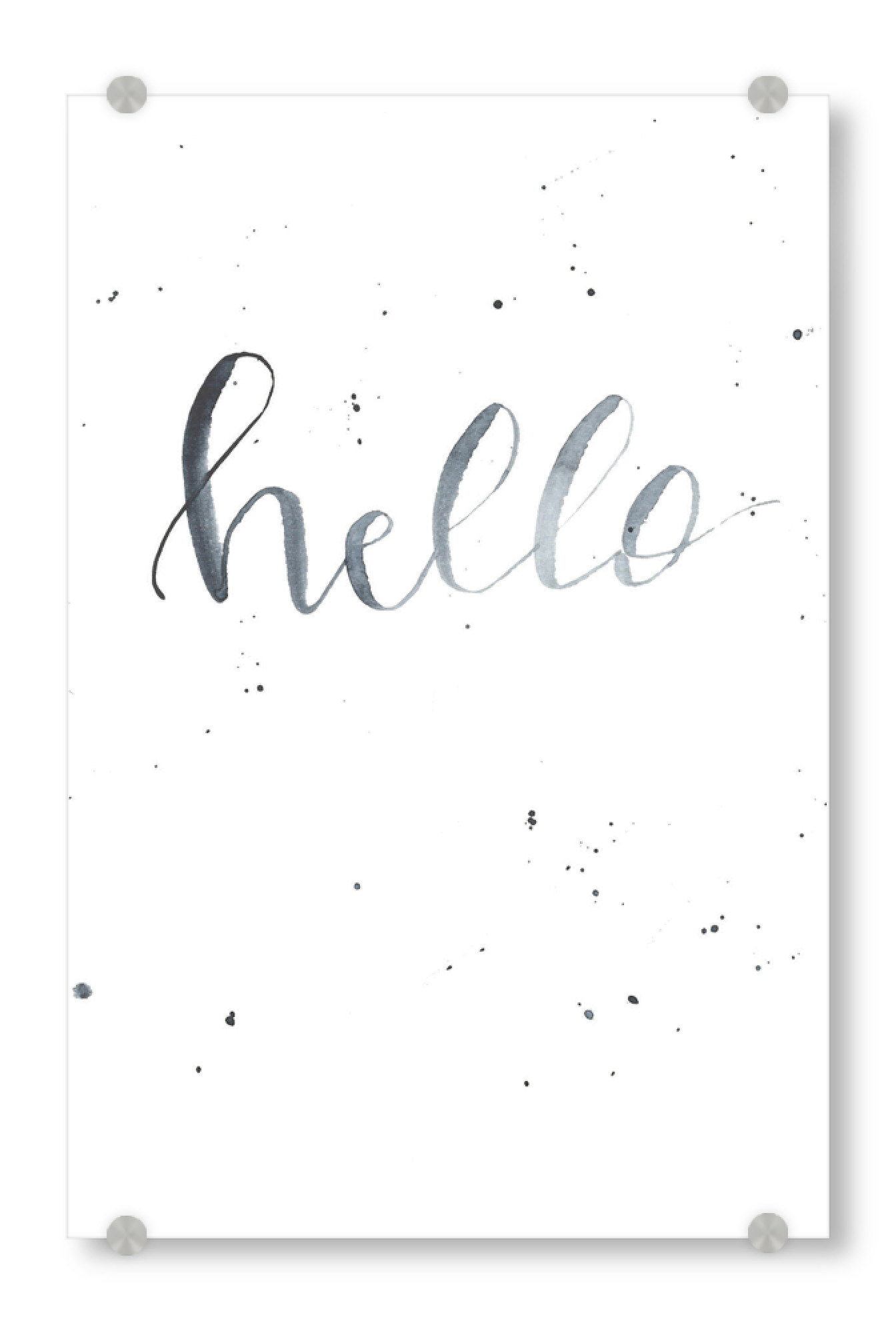 Acrylglasbild "Hello Handlettering und Watercolor" artboxONE - Typografie,Buchstaben,Für Mama,Galaxy