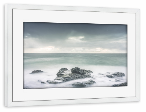 Poster mit Rahmen weiß "Küste in Pastell" artboxONE - Natur