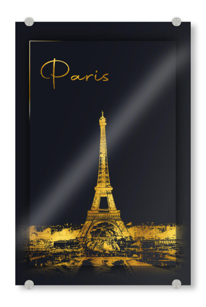 Acrylglasbild "Paris in Gold Eiffelturm" artboxONE - Städte,Architektur,Städte / Paris
