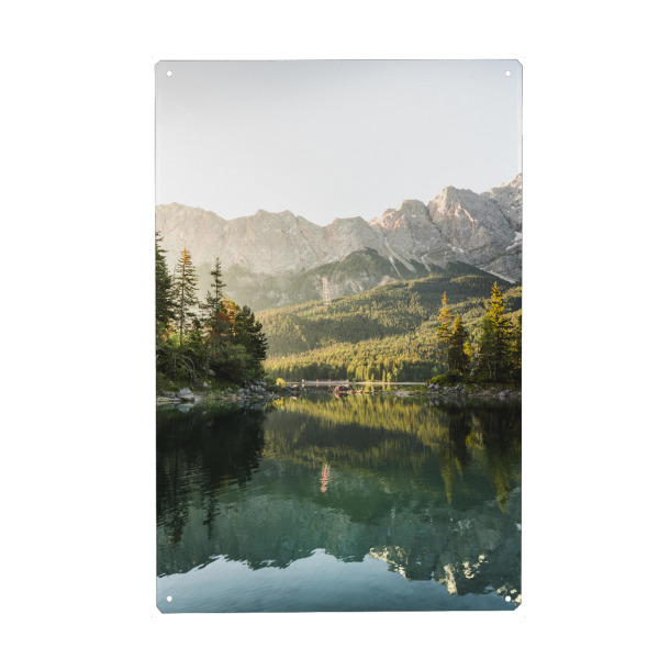 Metall Poster "Lake Eibsee below the Zugspitze" artboxONE - Natur,Reise,Reise / Länder