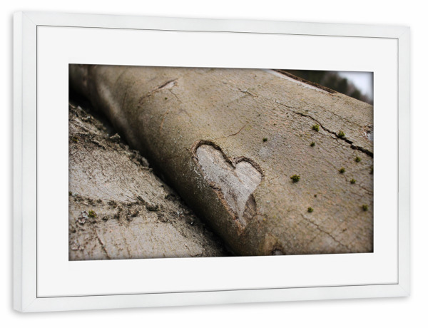 Poster mit Rahmen weiß "Holz der Liebe" artboxONE - Natur