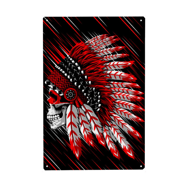 Holzbild "Indian Skull" artboxONE - Comic - Skull,Indian,Chief,Cowboy,Comic,Indianer,Totenkopf