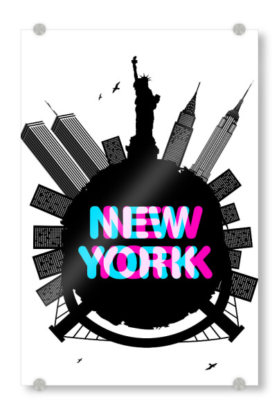Acrylglasbild "Circle New York" artboxONE - Städte,Städte / New York - New york,Cities,City,Buildings,Statue of liberty,America,Ny