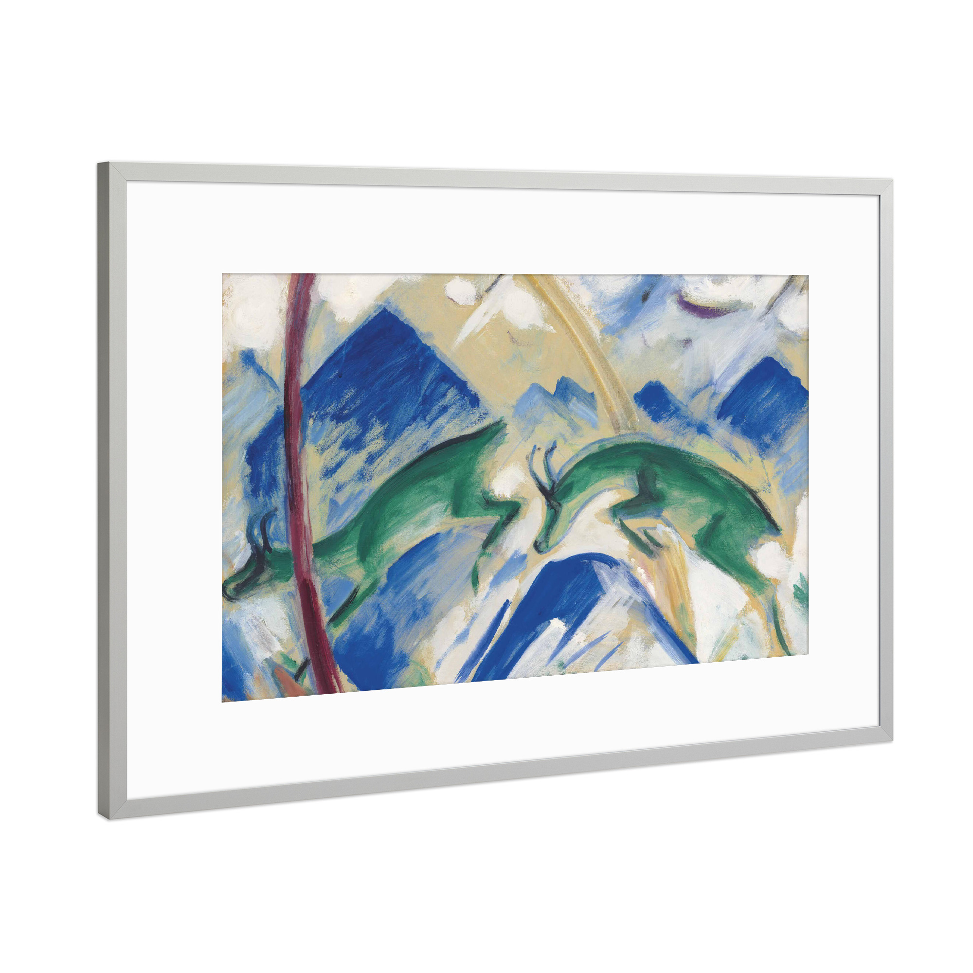 Poster mit Rahmen Silber "Die Gämse von Franz Marc" artboxONE - Natur,Tiere,Abstrakt