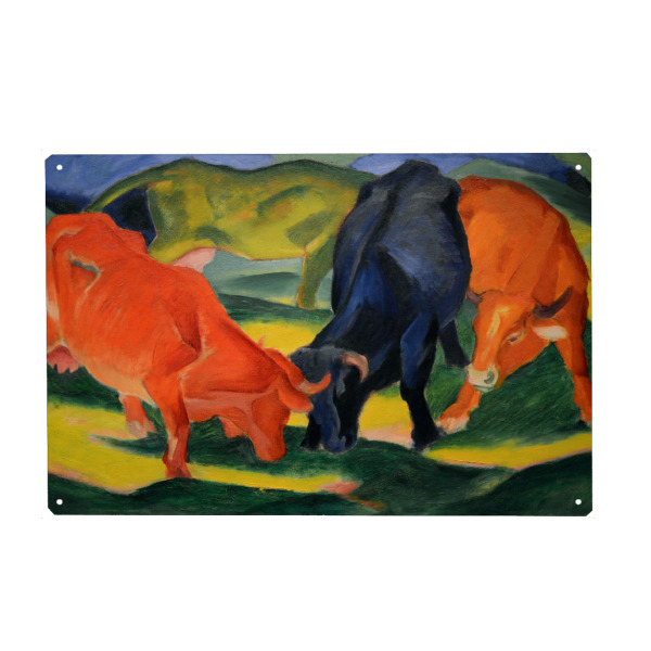 Metall Poster "Kämpfende Kühe von Franz Marc" artboxONE - Natur,Tiere,Abstrakt