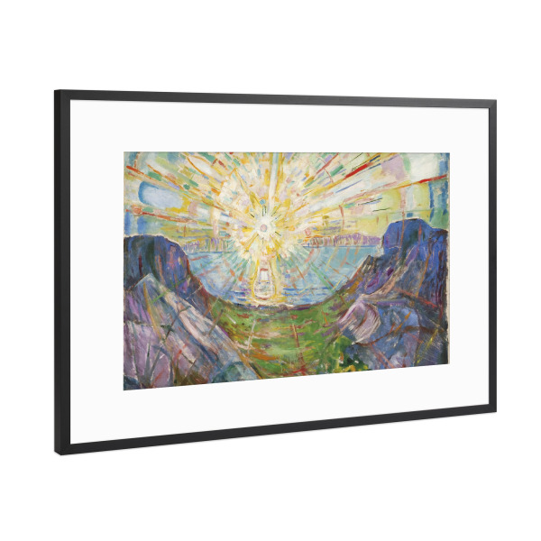 Poster mit Rahmen Schwarz (Metallic) "Die Sonne von Edvard Munch" artboxONE - Natur,Reise