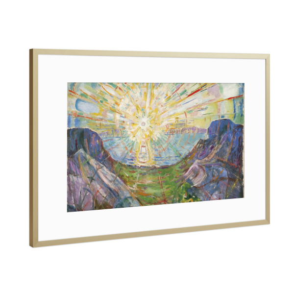Poster mit Rahmen Gold "Die Sonne von Edvard Munch" artboxONE - Natur,Reise