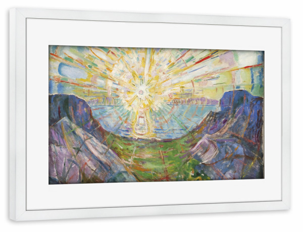 Poster mit Rahmen weiß "Die Sonne von Edvard Munch" artboxONE - Natur,Reise