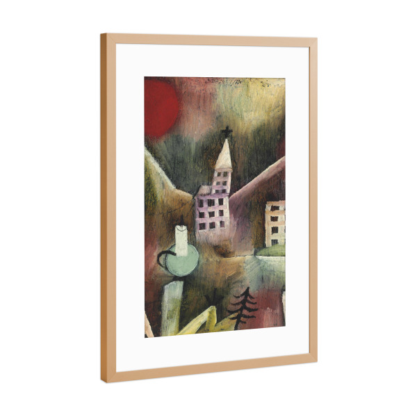 Poster mit Rahmen Kupfer "Zerstörtes Dorf von Paul Klee" artboxONE - Abstrakt,Architektur,Geometrie