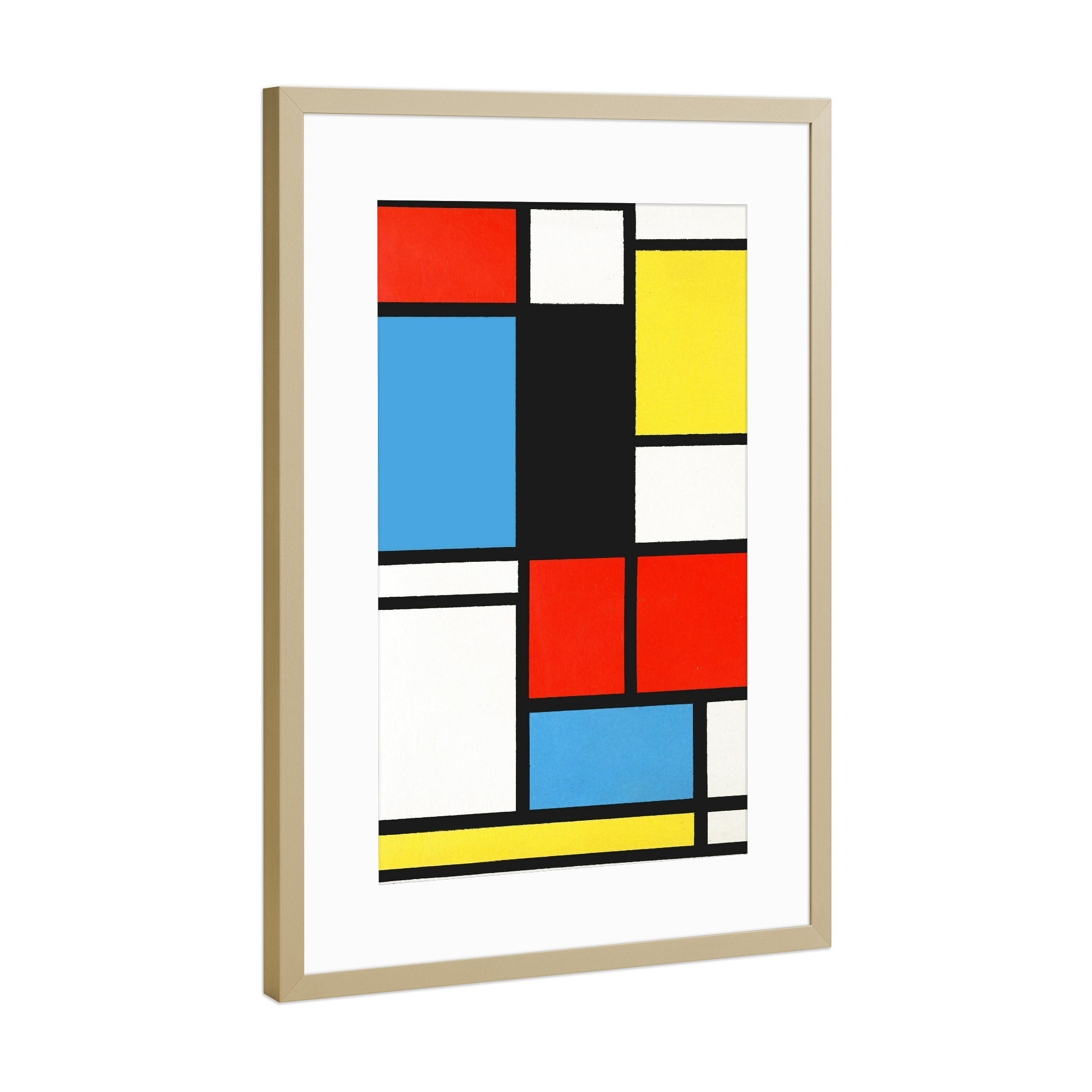 Poster mit Rahmen Gold "Komposition von Piet Mondrian 2" artboxONE - Abstrakt,Geometrie
