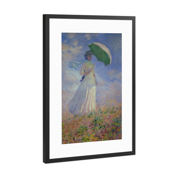 Poster mit Rahmen Schwarz (Metallic) "Frau mit Sonnenschirm - Monet" artboxONE - Natur,Floral,Menschen