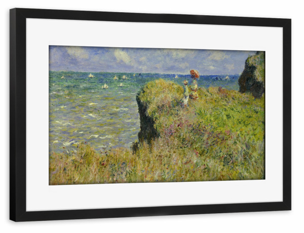 Poster mit Rahmen schwarz "Klippenwanderung in Pourville" artboxONE - Natur,Reise,Menschen