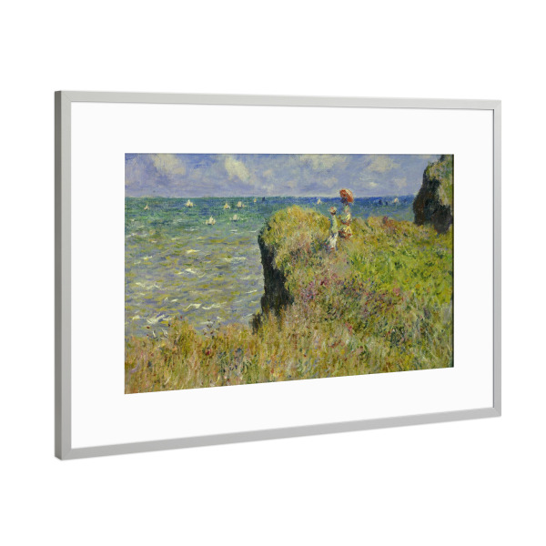 Poster mit Rahmen Silber "Klippenwanderung in Pourville" artboxONE - Natur,Reise,Menschen