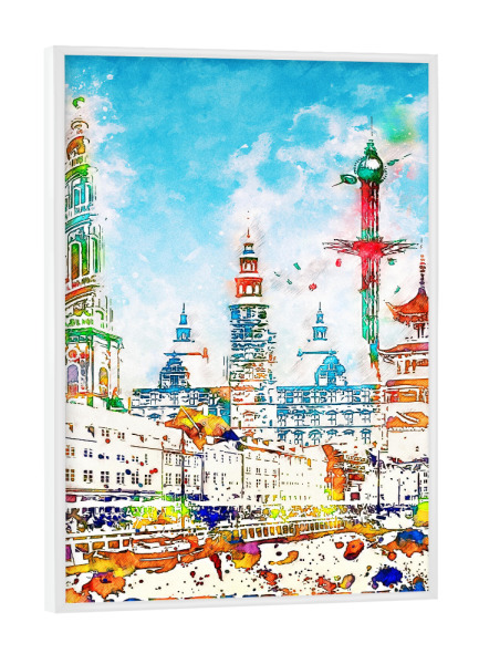 Poster mit weißem Rahmen "Kopenhagen Collage in bunt" artboxONE - Städte,Architektur,Städte / København