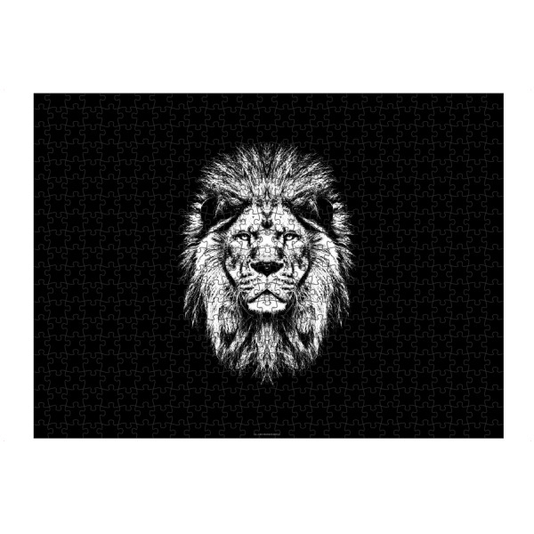 Puzzle Ravensburger "Löwenkopf auf Schwarz" artboxONE - Natur,Tiere