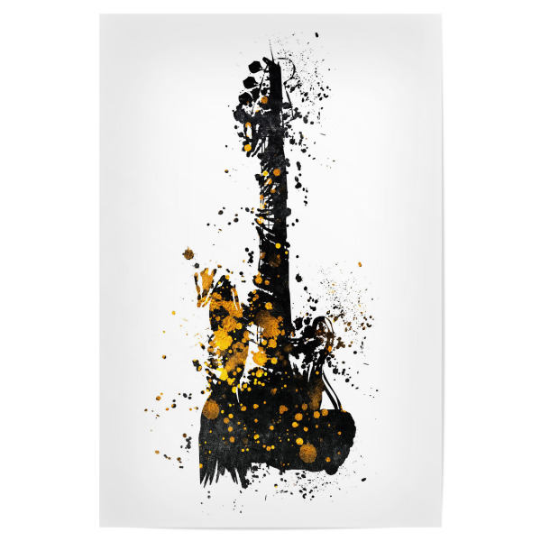 Poster 30x20 cm "Guitar gold and black music art" artboxONE - Musik - Music,Guitar,Guitars,Instrument,Music instrument,Gold and black,Gitarre,Musik