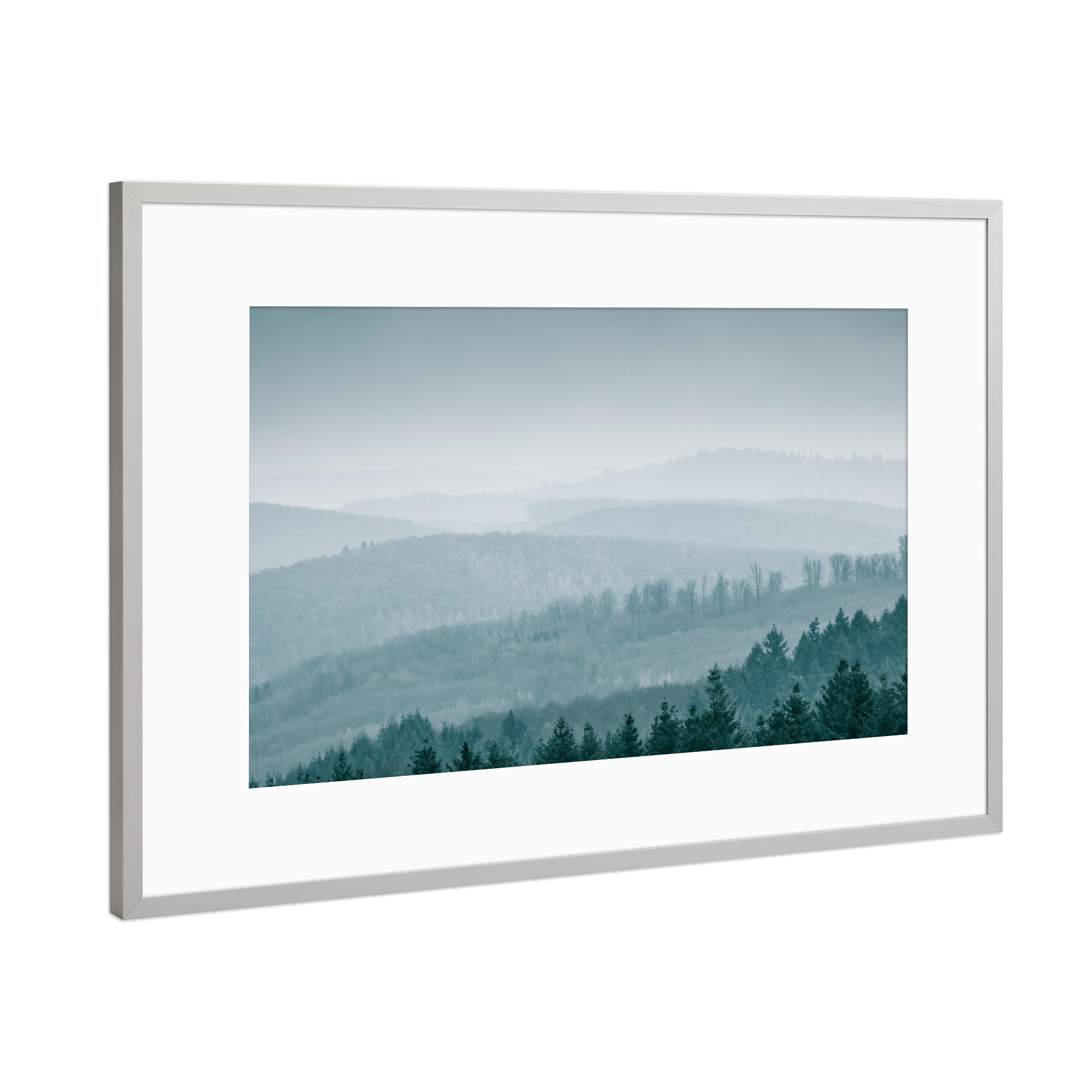 Poster mit Rahmen Silber "Nebelige Weite" artboxONE - Natur