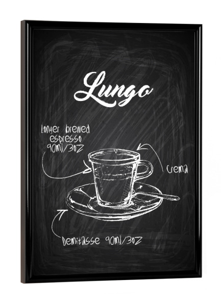 Poster mit schwarzem Rahmen "Lungo coffee Zeichnung" artboxONE - Essen & Trinken,Schwarzweiß