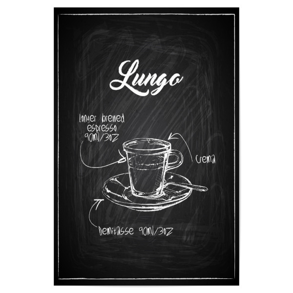 Poster 30x20 cm "Lungo coffee Zeichnung" artboxONE - Essen & Trinken,Schwarzweiß