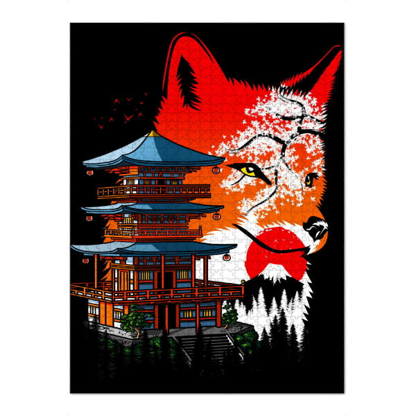 Puzzle Ravensburger "Fox Temple" artboxONE - Tiere,Städte / Tokio