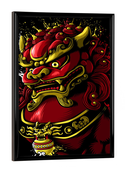 Poster mit schwarzem Rahmen "Chinese Dragon" artboxONE - Tiere,Städte / Shanghai,Fiktion - Dragon,Chienese,China,Fantasy,Statue,Gold,Drache
