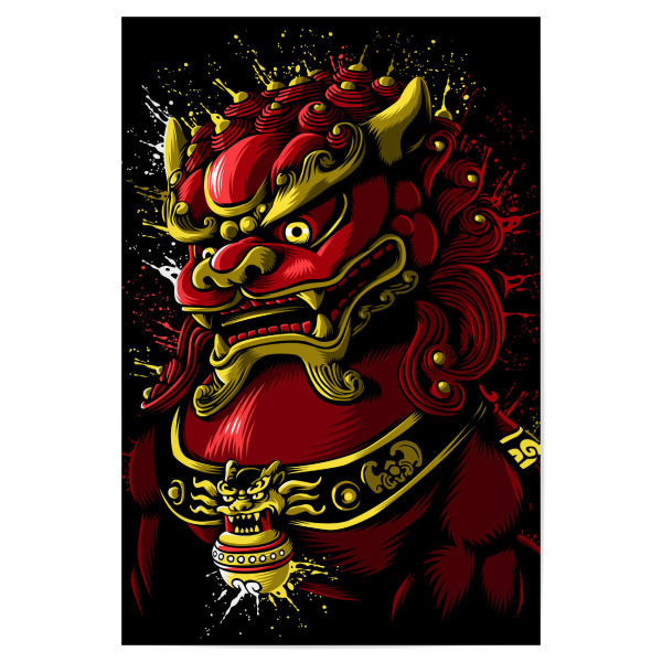 Poster 30x20 cm "Chinese Dragon" artboxONE - Tiere,Städte / Shanghai,Fiktion - Dragon,Chienese,China,Fantasy,Statue,Gold,Drache
