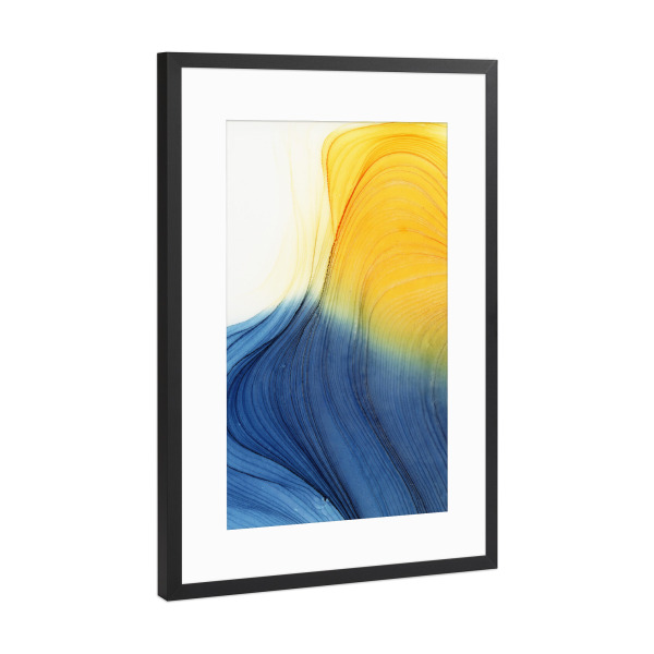 Poster mit Rahmen Schwarz (Metallic) "Abstract Bunt Welle" artboxONE - Abstrakt
