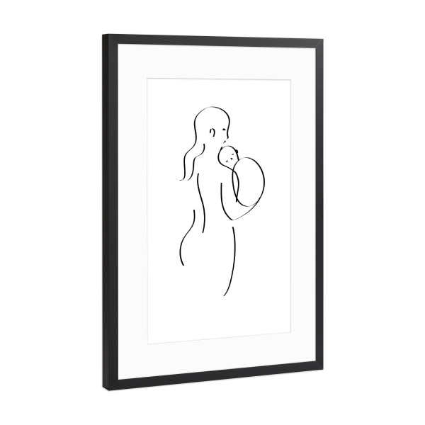 Poster mit Rahmen Schwarz (Metallic) "Woman with child" artboxONE - Für Kinder,Abstrakt,Menschen,Für Mama