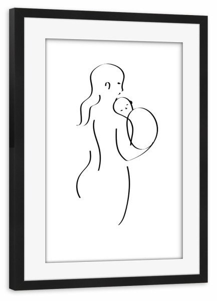 Poster mit Rahmen schwarz "Woman with child" artboxONE - Für Kinder,Abstrakt,Menschen,Für Mama