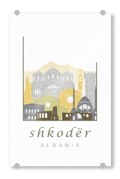 Acrylglasbild "Shkoder skyline desert" artboxONE - Städte,Reise,Architektur,Kartografie