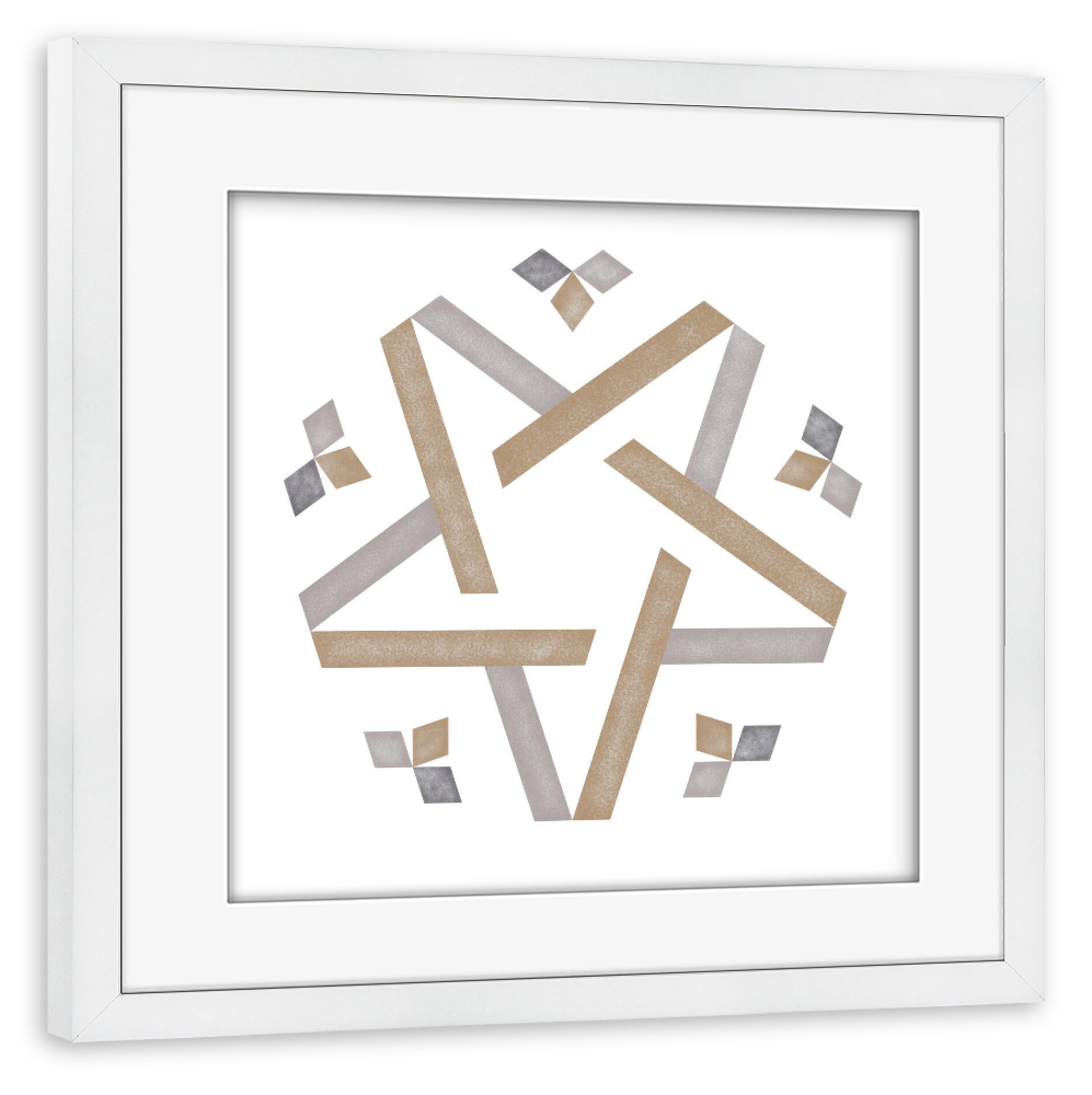 Poster mit Rahmen weiß "Mysticpattern" artboxONE - Abstrakt,Geometrie - Grey,Gold,Geometry,Star,Pattern,Geometrie,Formen,Abstract,Abstrakt,Minimal
