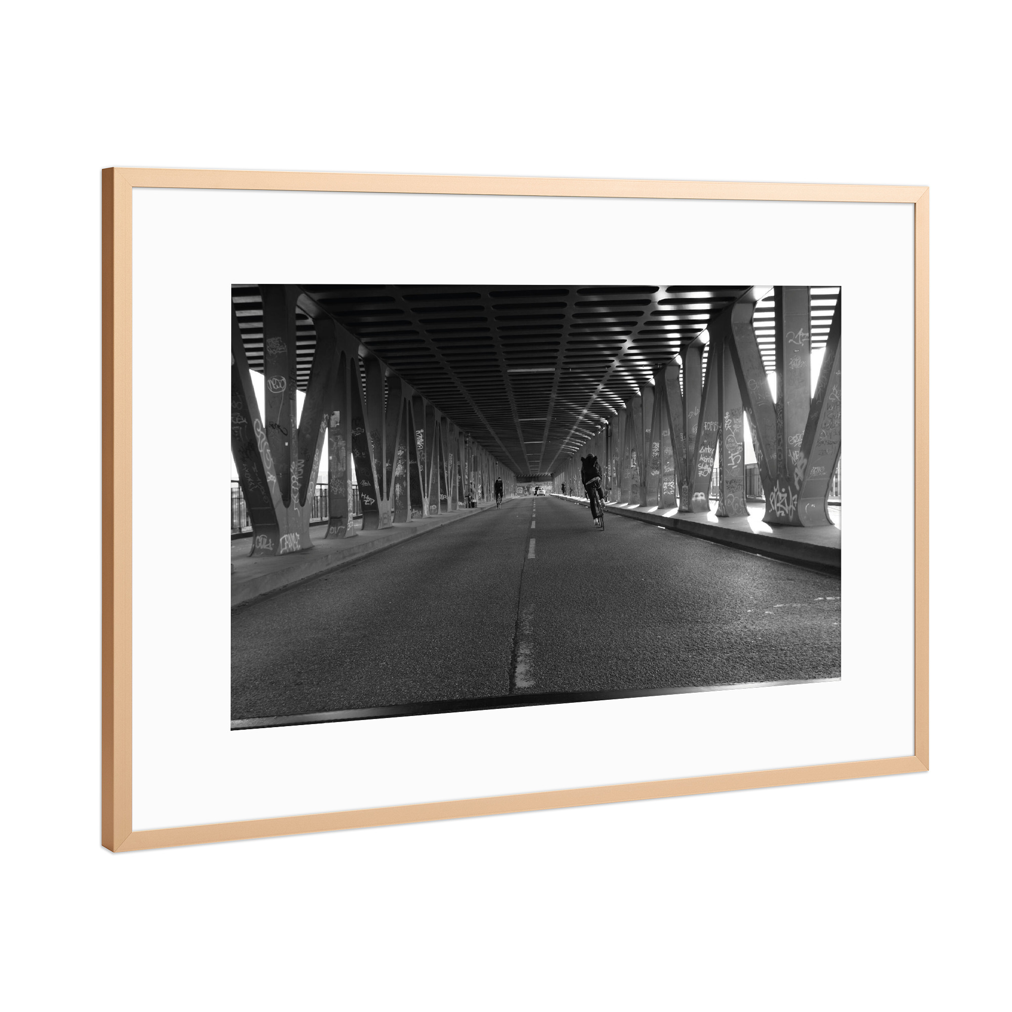 Poster mit Rahmen Kupfer "Brigde" artboxONE - Schwarzweiß