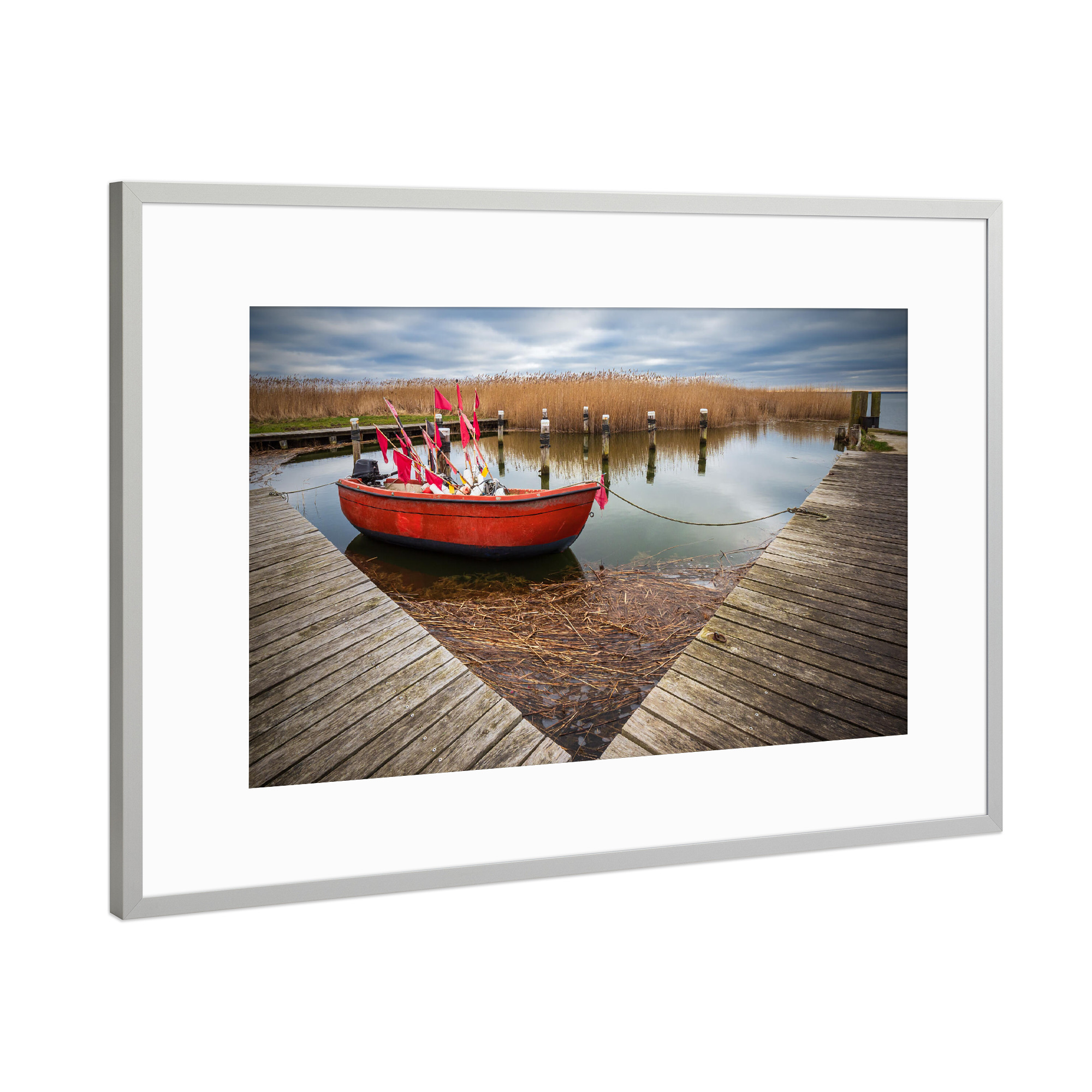 Poster mit Rahmen Silber "Fischerboot im Hafen" artboxONE - Natur,Reise,Reise / Strand und Meer