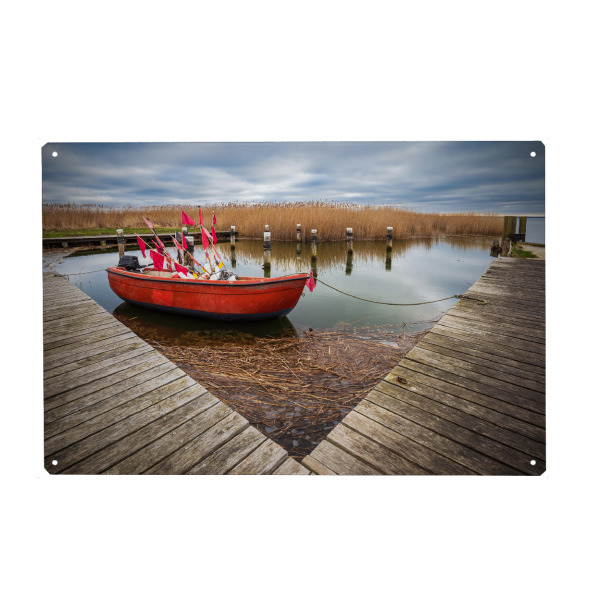 Holzbild "Fischerboot im Hafen" artboxONE - Natur,Reise,Reise / Strand und Meer