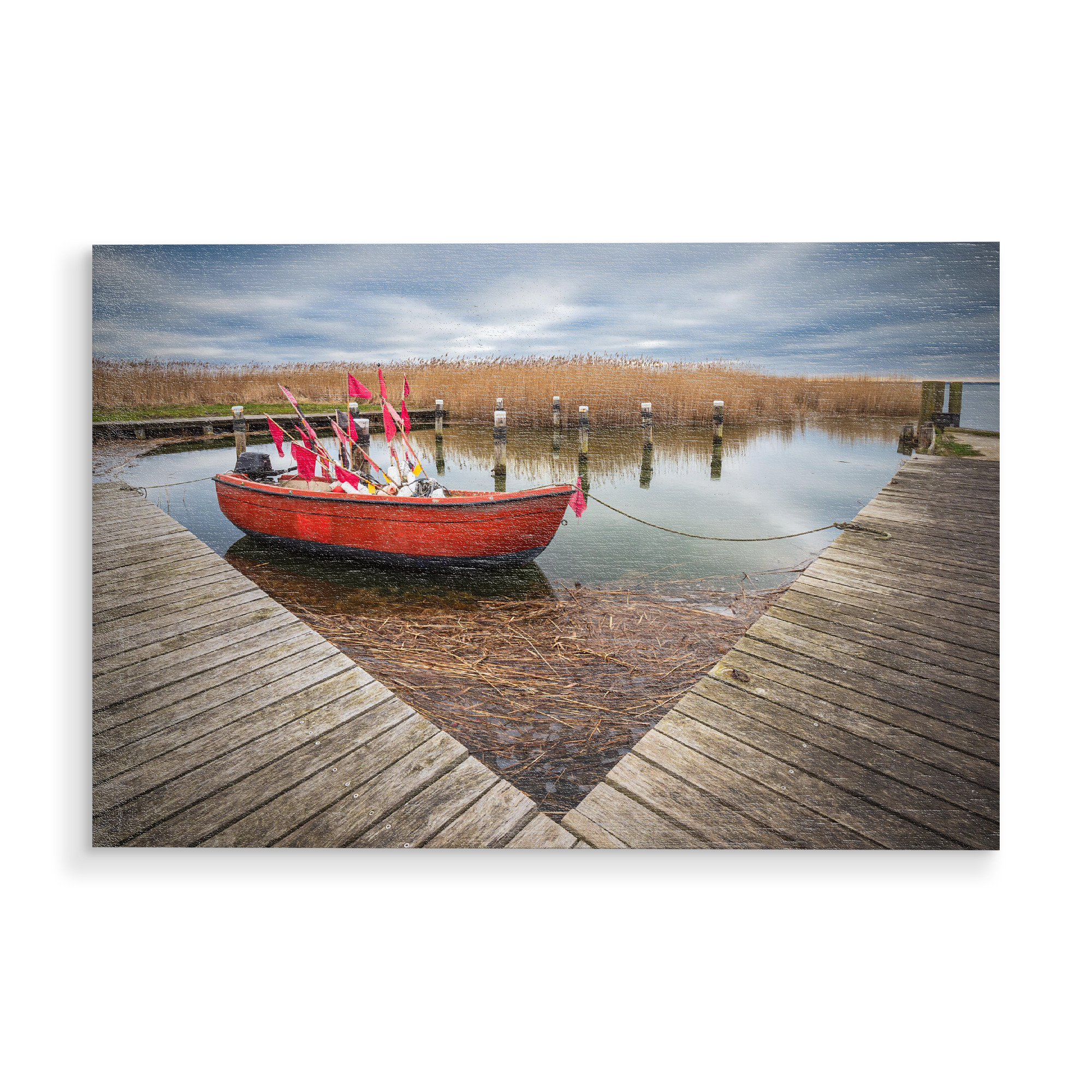 Holzbild "Fischerboot im Hafen" artboxONE - Natur,Reise,Reise / Strand und Meer