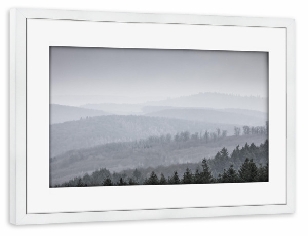 Poster mit Rahmen weiß "Eisiger Wald" artboxONE - Natur