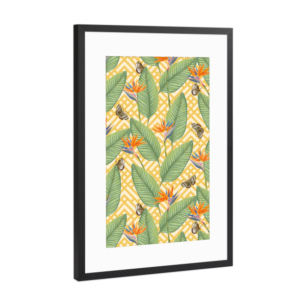 Poster mit Rahmen Schwarz (Metallic) "Intricate Tropicalia" artboxONE - Natur,Floral,Geometrie