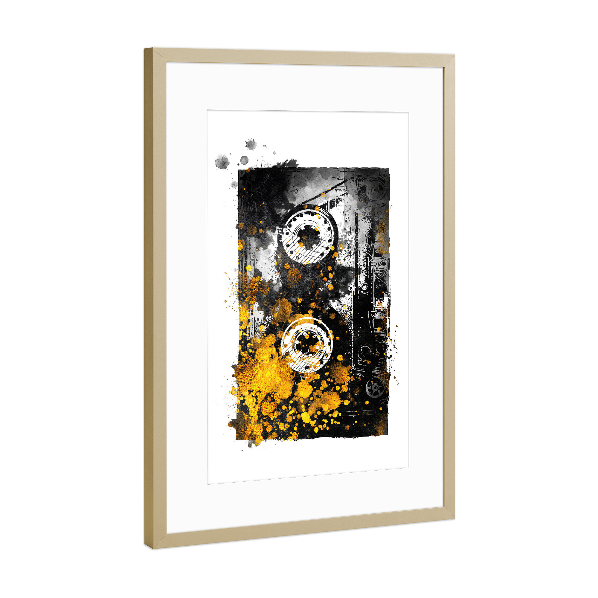 Poster mit Rahmen Gold "Music tape" artboxONE - Musik - Music tape,Music,Tape,Sound,Musik,Kassette,Old,Vintage