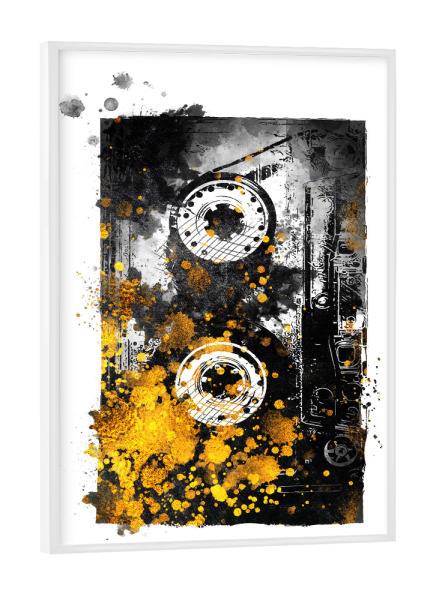 Poster mit weißem Rahmen "Music tape" artboxONE - Musik - Music tape,Music,Tape,Sound,Musik,Kassette,Old,Vintage