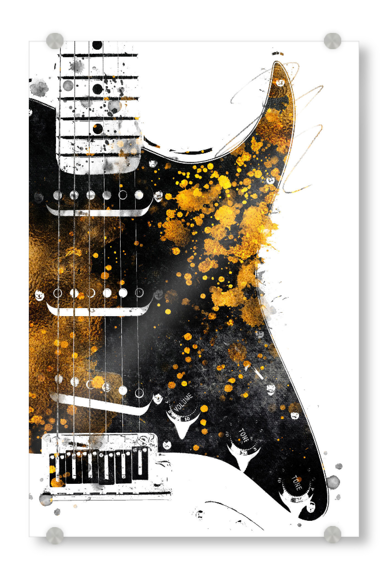 Acrylglasbild "Guitar gold and black arts" artboxONE - Musik - Guitar gold and black,Guitar,Guitars,Music,Instrument,Music instrument,Musik,Gitarre