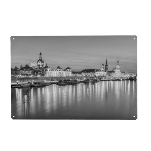 Holzbild "Dresden Skyline schwarz-weiß" artboxONE - Reise,Schwarzweiß,Städte / Dresden